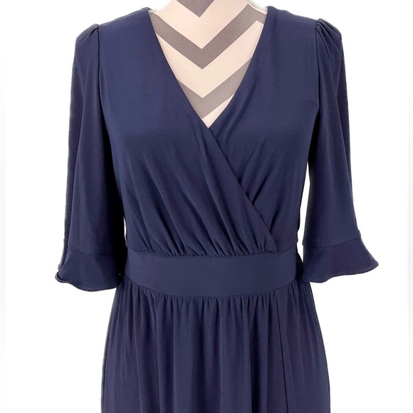 Eliza J Elbow Asymmetrical Hem Front Slit Midi Dress - Size 8 - Picture 4 of 11